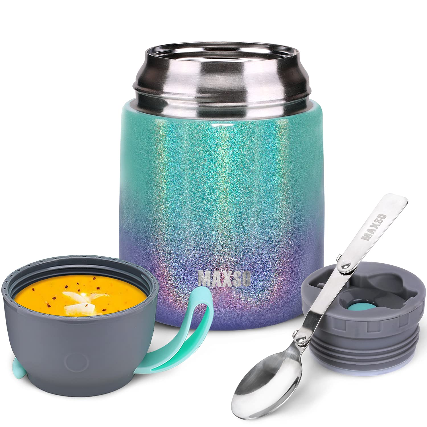 MAXSO Sopa Termo 17oz, interior acero 304 para seguridad alimentaria