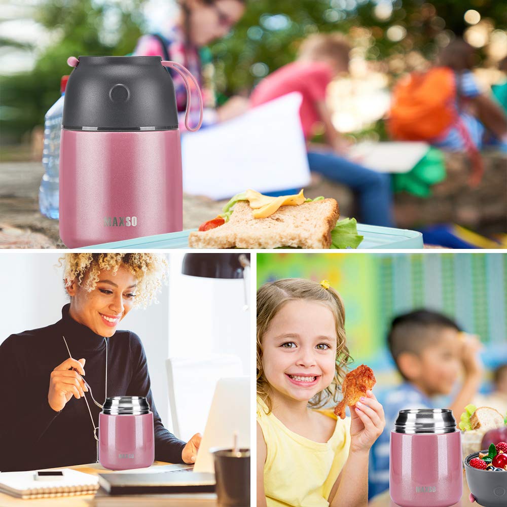 MAXSO termo para viajes, tamaño rosado, perfecto para comer en ruta.