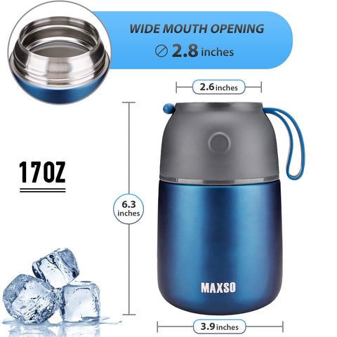 MAXSO termo para sopa cuchara integrada, lista para comer en cualquier lugar.