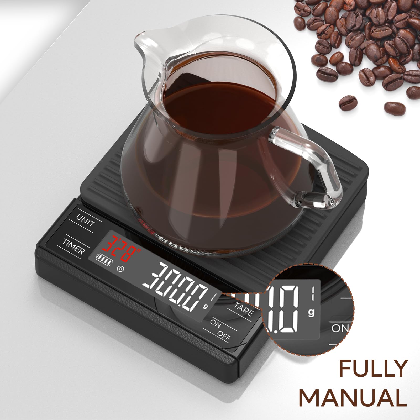 MAXUS balanza de café con peso preciso 2 kg y 0,1 g para recetas.