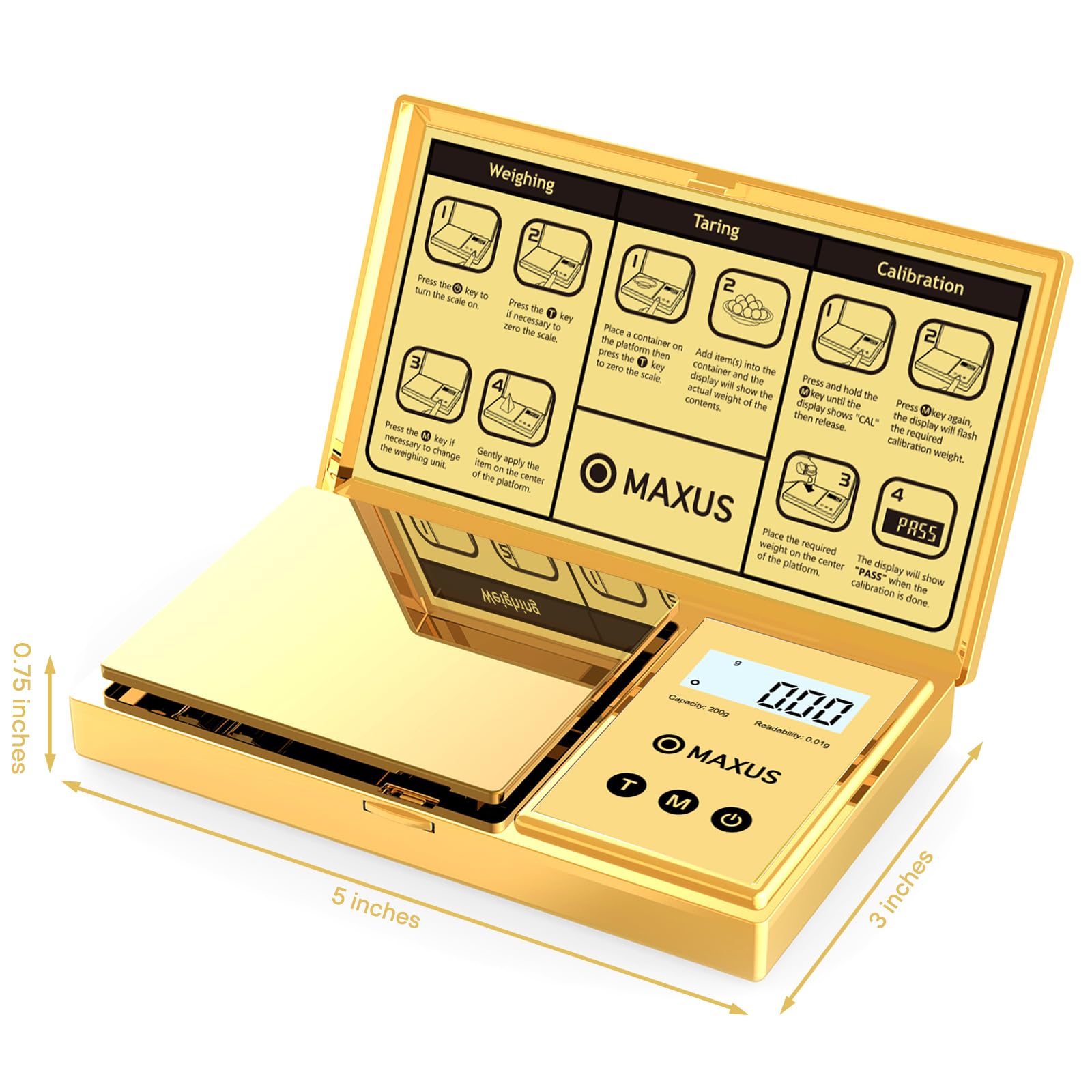 MAXUS pantalla iluminada trasera para lecturas en poca luz.
