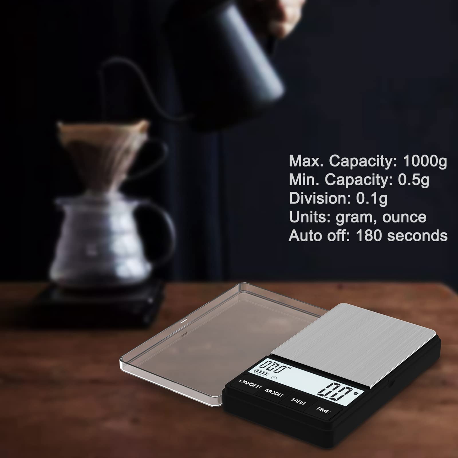 MAXUS escala para peso de café en taza y cantidades pequeñas.