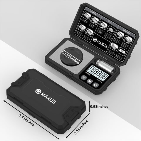 MAXUS balanza-digital-50g-0-001g función tara para mediciones limpias.