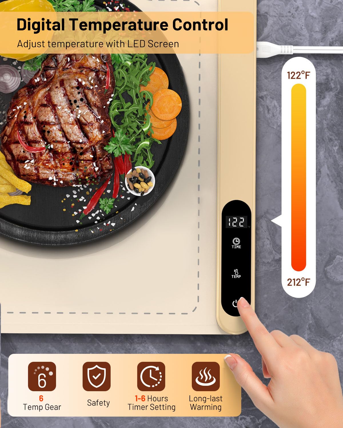 MAXXHEAT control de temperatura de 6 niveles para mantener platos a punto