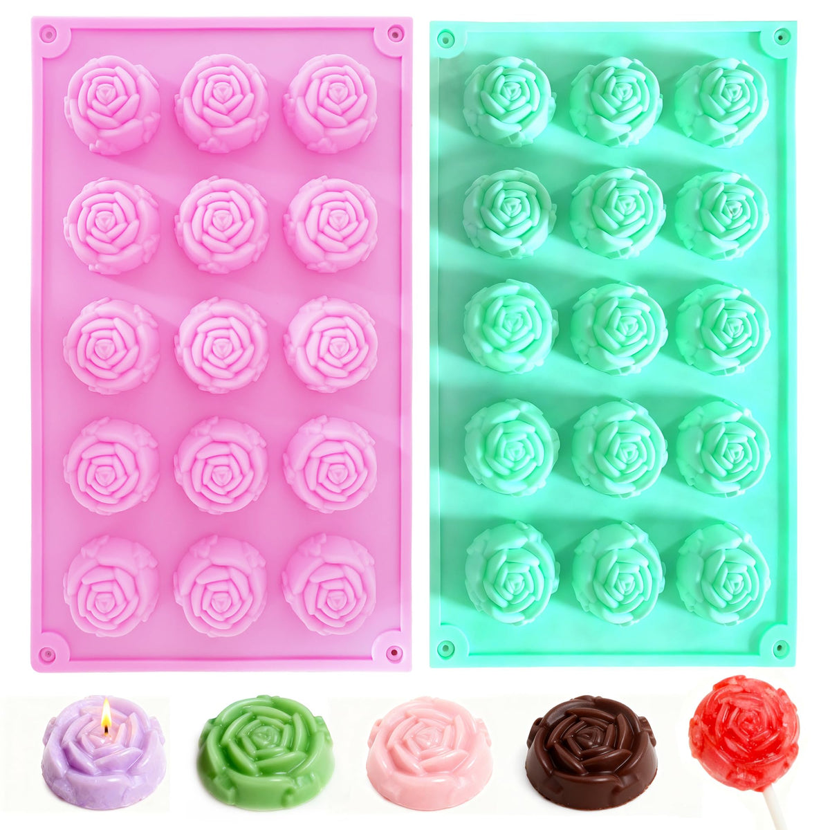 MAY ALICE molde silicona rosa de 15 cavidades para chocolate y dulces.