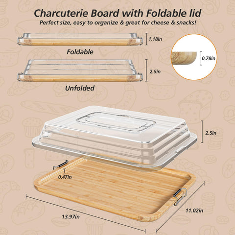 Mayelm tablero de charcutería con manija para llevar, ideal para salidas al aire libre.