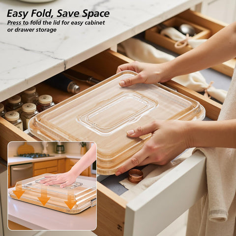 Mayelm tablero con tapa transparente y cierre seguro para conservar frescura.