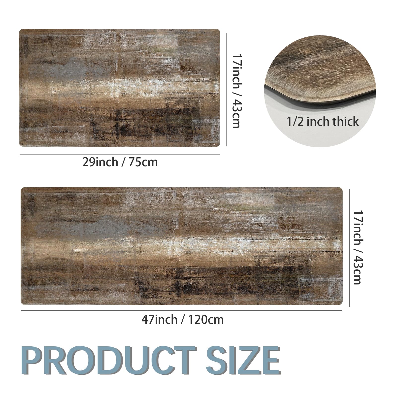 MAYHMYO alfombra antifatiga con diseño abstracto taupe, ideal para caminar y trabajar en la cocina.