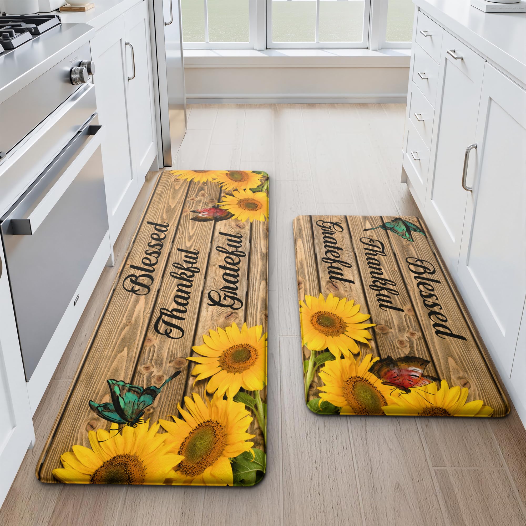 MAYHMYO almo­hadilla cocina girasol dos piezas madera, mejora el ambiente y protege el suelo