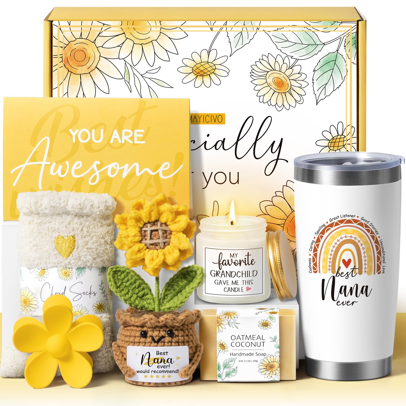MAYICIVO caja-regalo girasol, regalo cálido para cumpleaños de abuela.