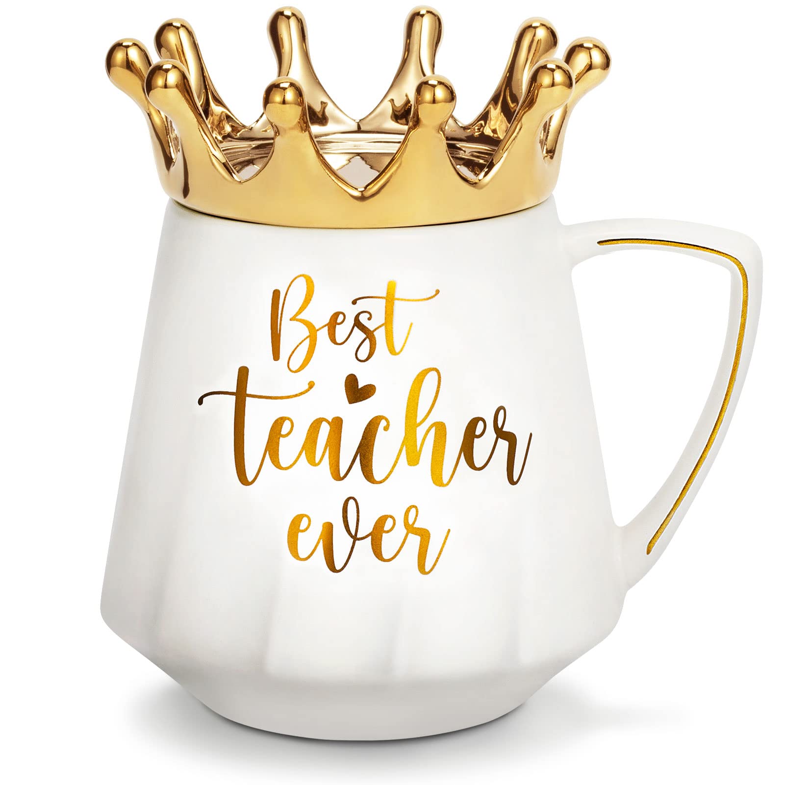 Taza MAYICIVO para profesora con tapa corona dorada, regalo elegante para fin de curso