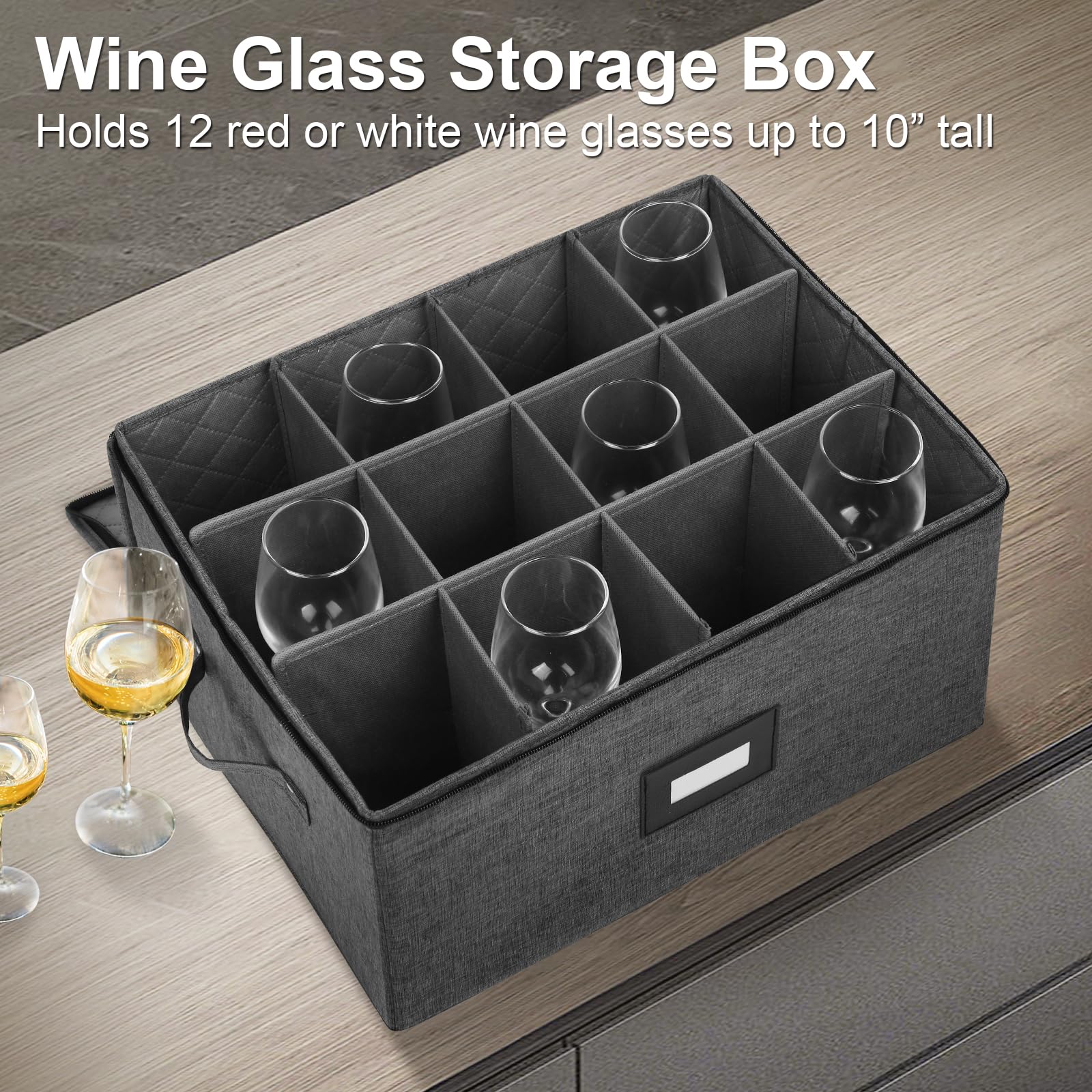 Mayniu caja apilable para vajilla y copas, tapa superior para protección.