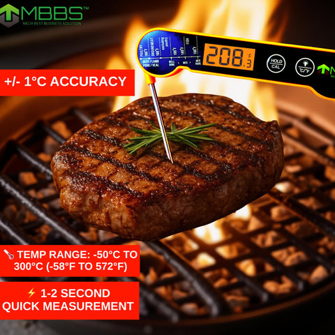 MBBS termómetro impermeable IP66 para parrilla, fácil limpieza y durabilidad