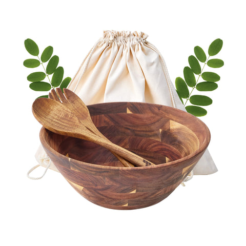 MBILEN-DS ensaladera grande de madera acacia para servir ensaladas con estilo