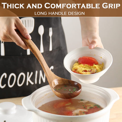 MBKET cucharón de sopa de madera, ideal para servir con suavidad y sin rayar.
