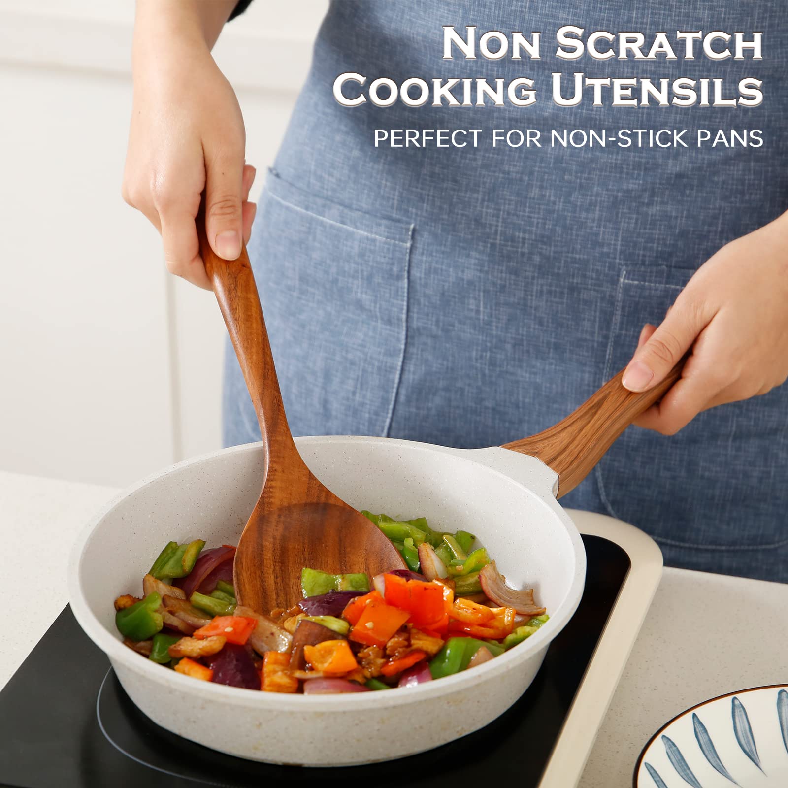 MBKET escurridor de pasta de madera, práctico para escurrir sin dañar antiadherentes.