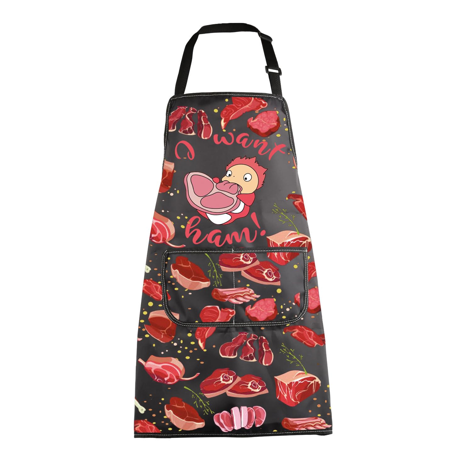 MBMSO delantal ham con bolsillos, práctico para cocinar y guardar utensilios.