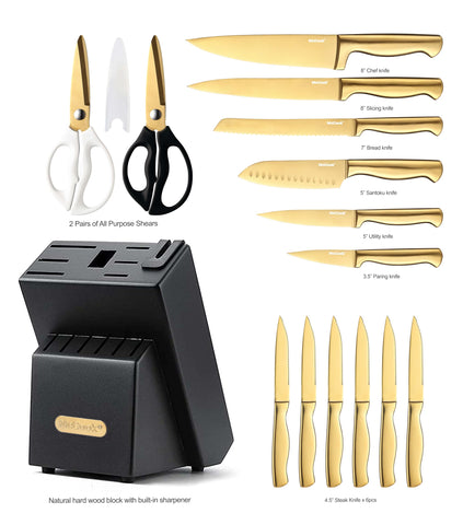 McCook: cuchillo chef de 8 pulgadas dorado titanio para cortes precisos.