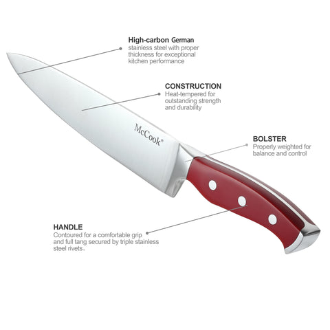 Cuchillo chef McCook de 8 pulgadas para cortes precisos de carnes y verduras