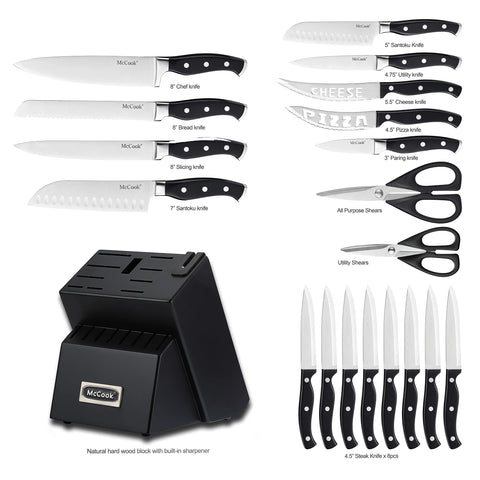 McCook cuchillo cocinero 8 pulgadas en mano para cortes precisos.