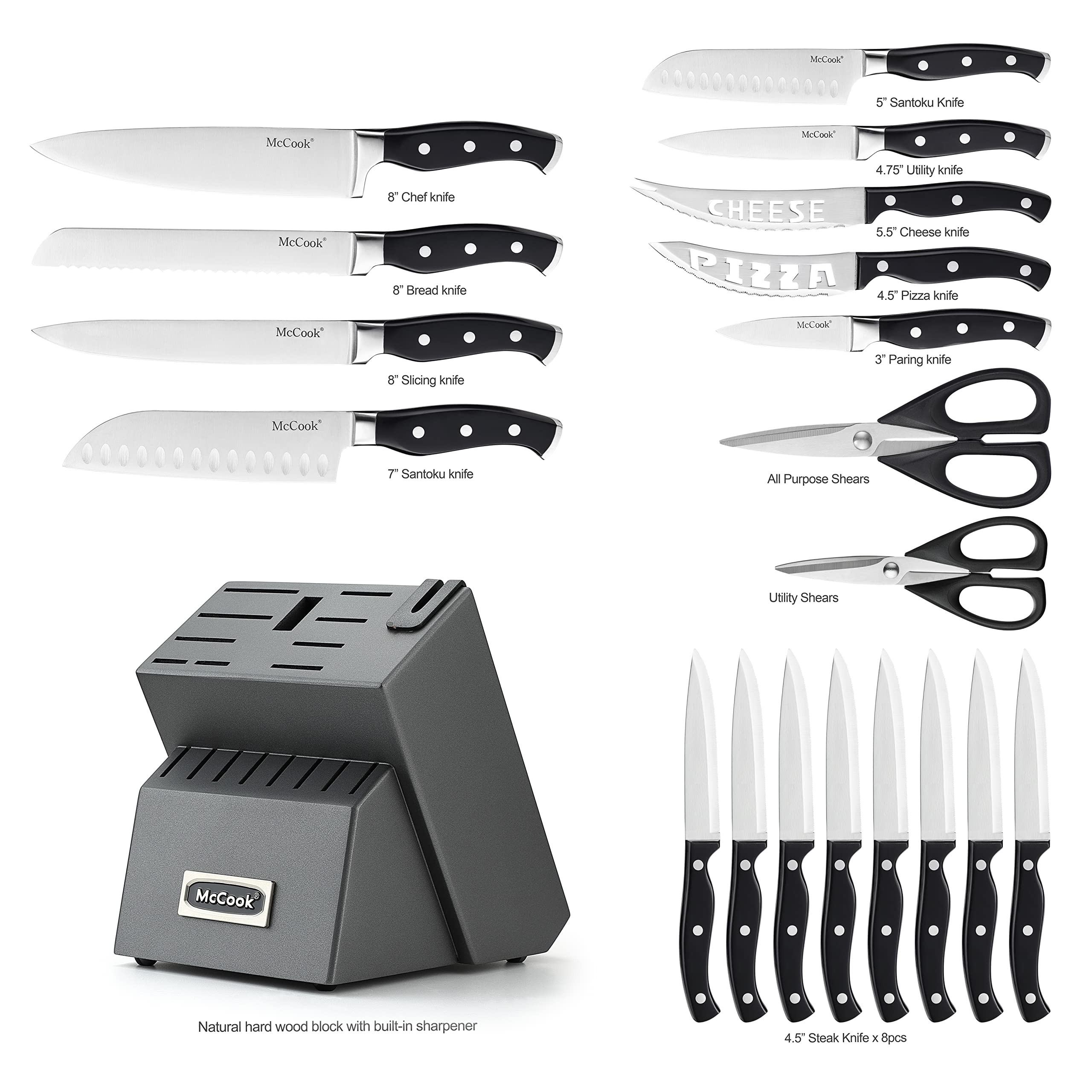 McCook cuchillo de corte de 8 pulgadas para rebanar carnes con precisión