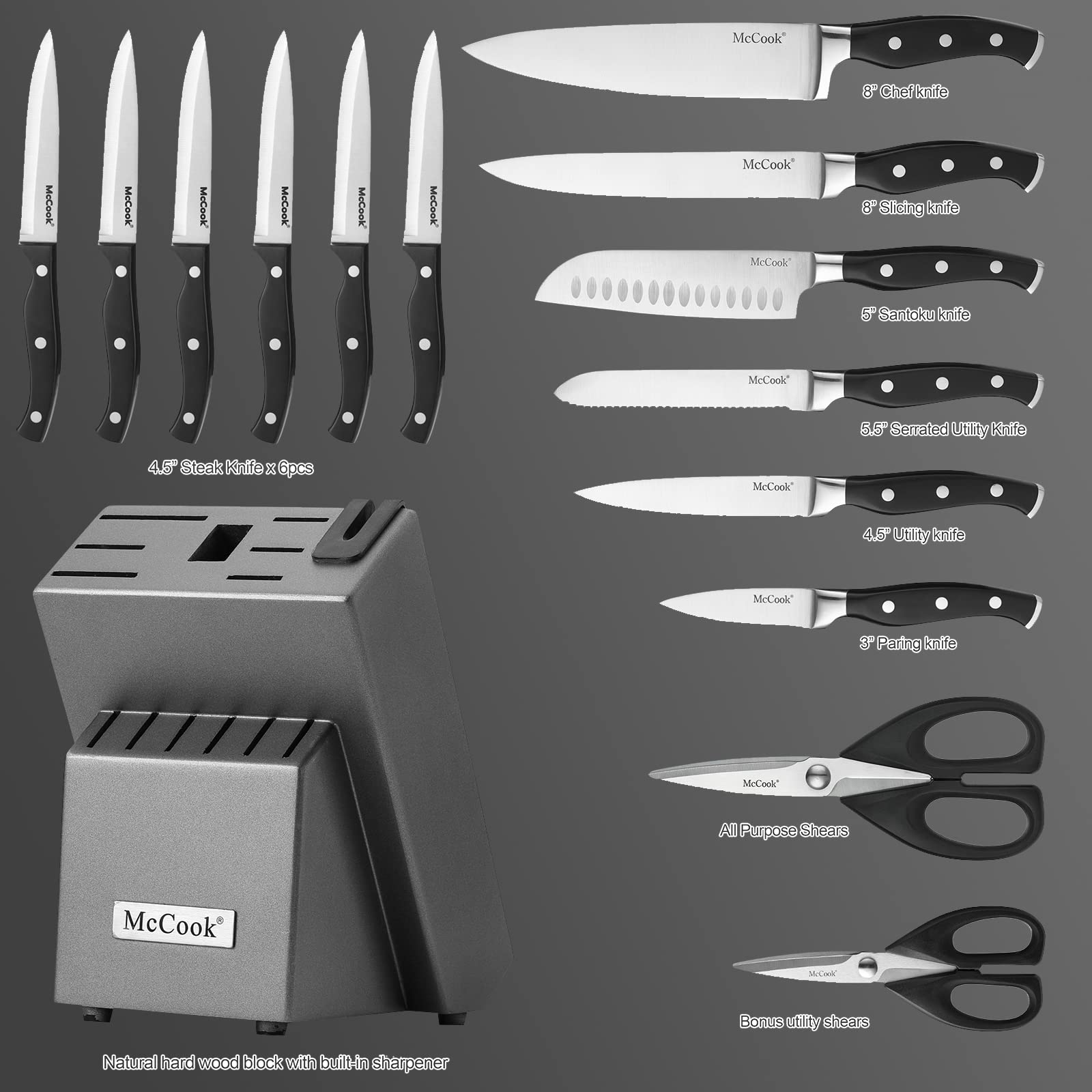McCook cuchillo pelador 3 pulgadas para pelar con precisión.