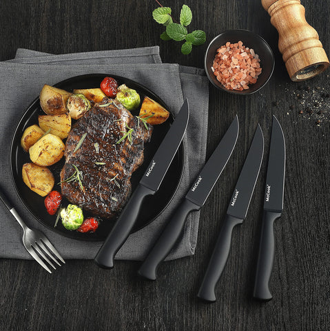 Cuchillo rebanar McCook 8 pulgadas negro facilita rebanar carnes y verduras sin esfuerzo