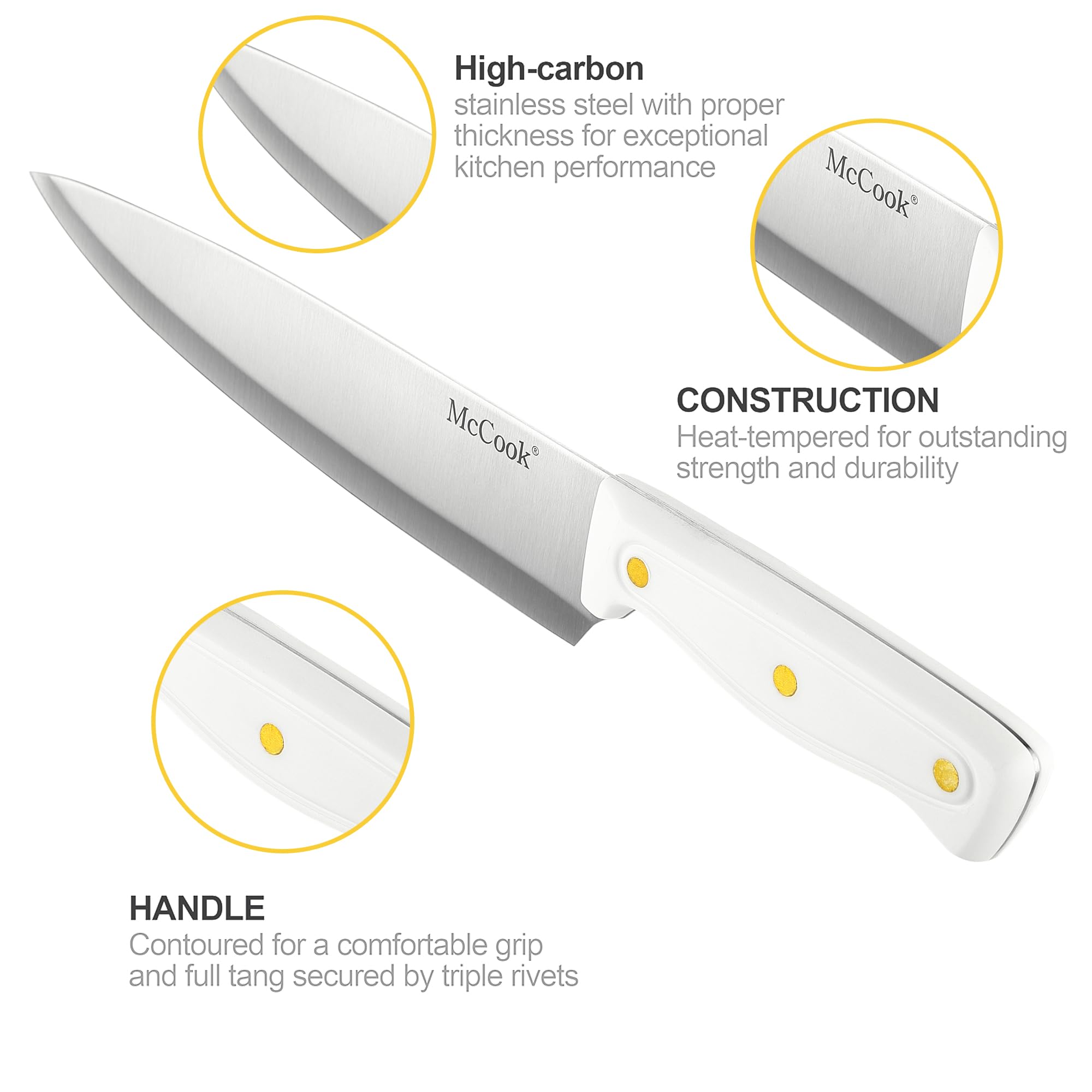 Cuchillo para rebanar de 8 pulgadas McCook para carnes y verduras.