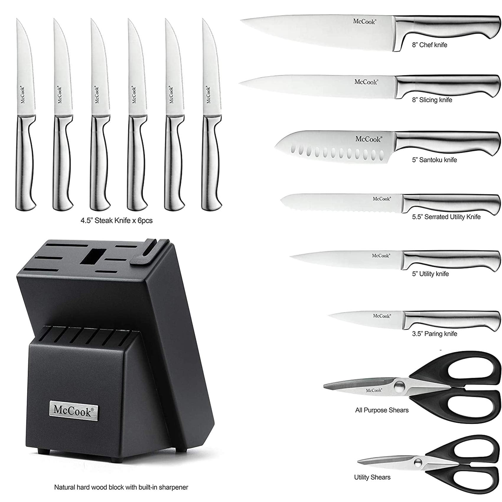 McCook cuchillo rebanar 8 pulgadas ideal para filetear carnes y verduras
