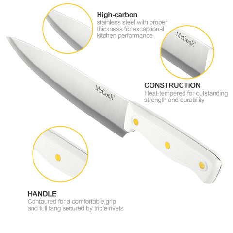 Cuchillo para rebanar de 8 pulgadas McCook para carnes y verduras.