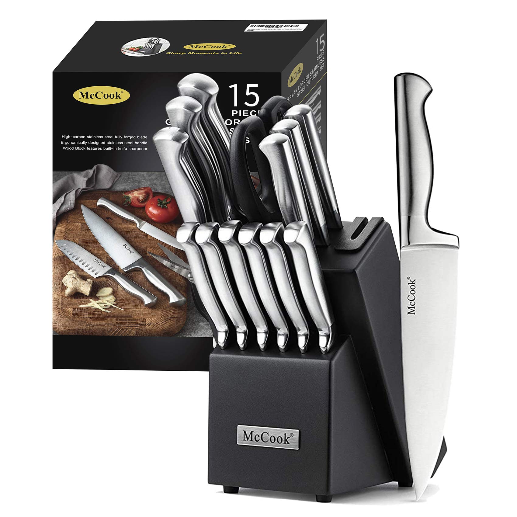 McCook juego cuchillos chef 8 pulgadas con filo estable para cortes precisos