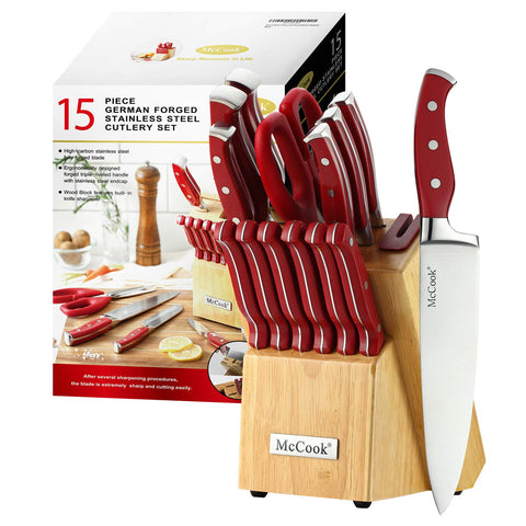 McCook: juego de cuchillos de acero inoxidable con bloque de madera para cocina organizada