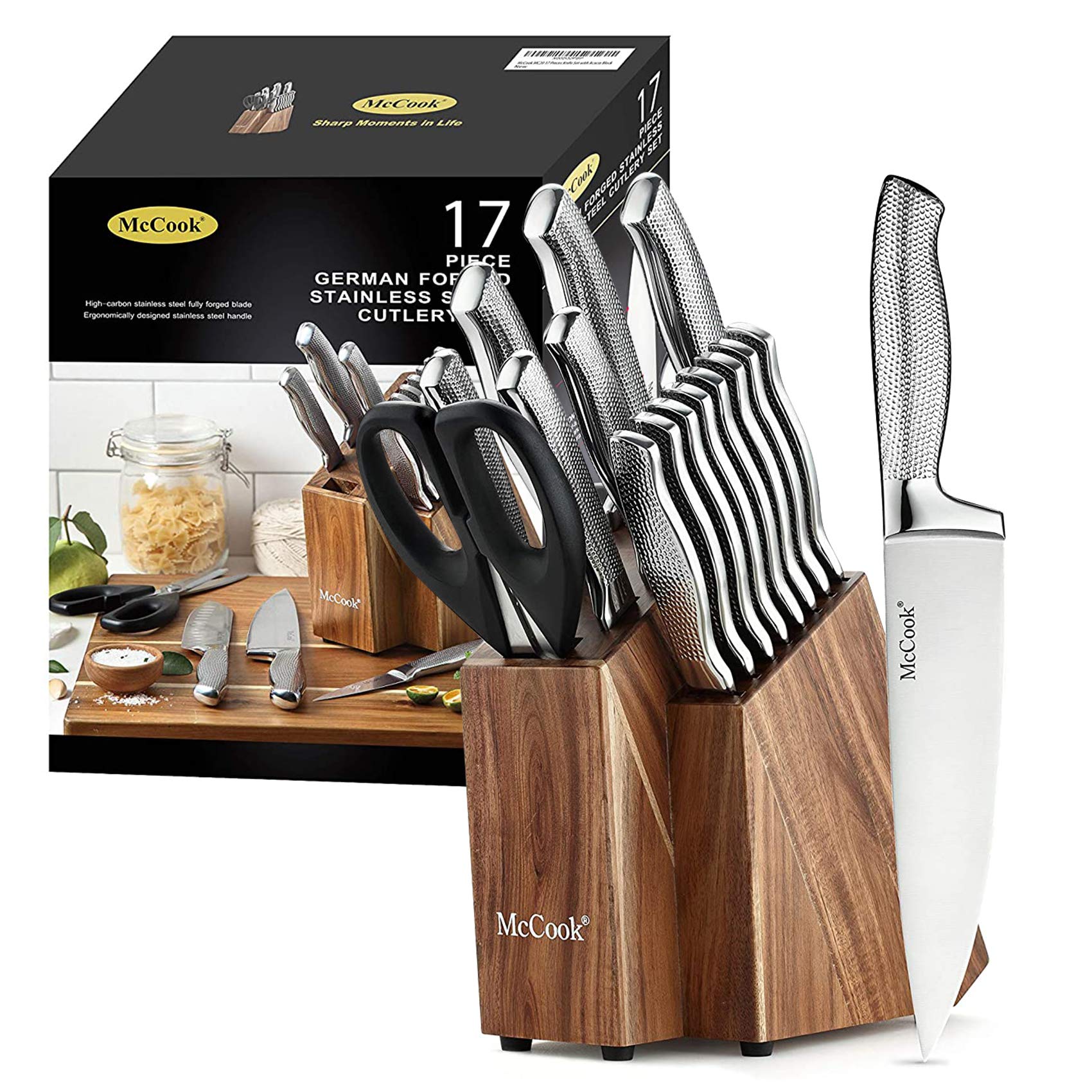McCook cuchillos de hoja completa con acabado martillado para cocina profesional.