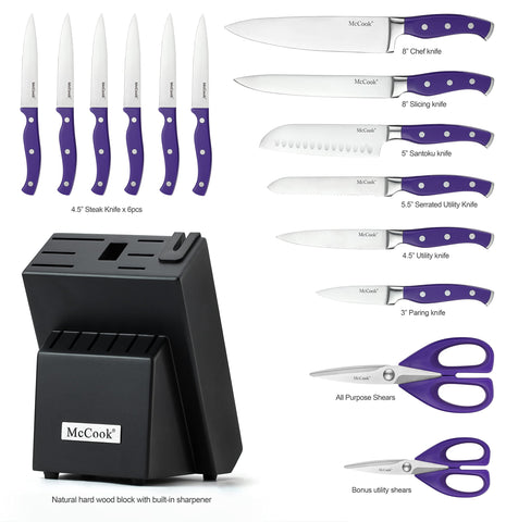 Cuchillo chef McCook MC27 de 8 pulgadas con filo afilado y estable.