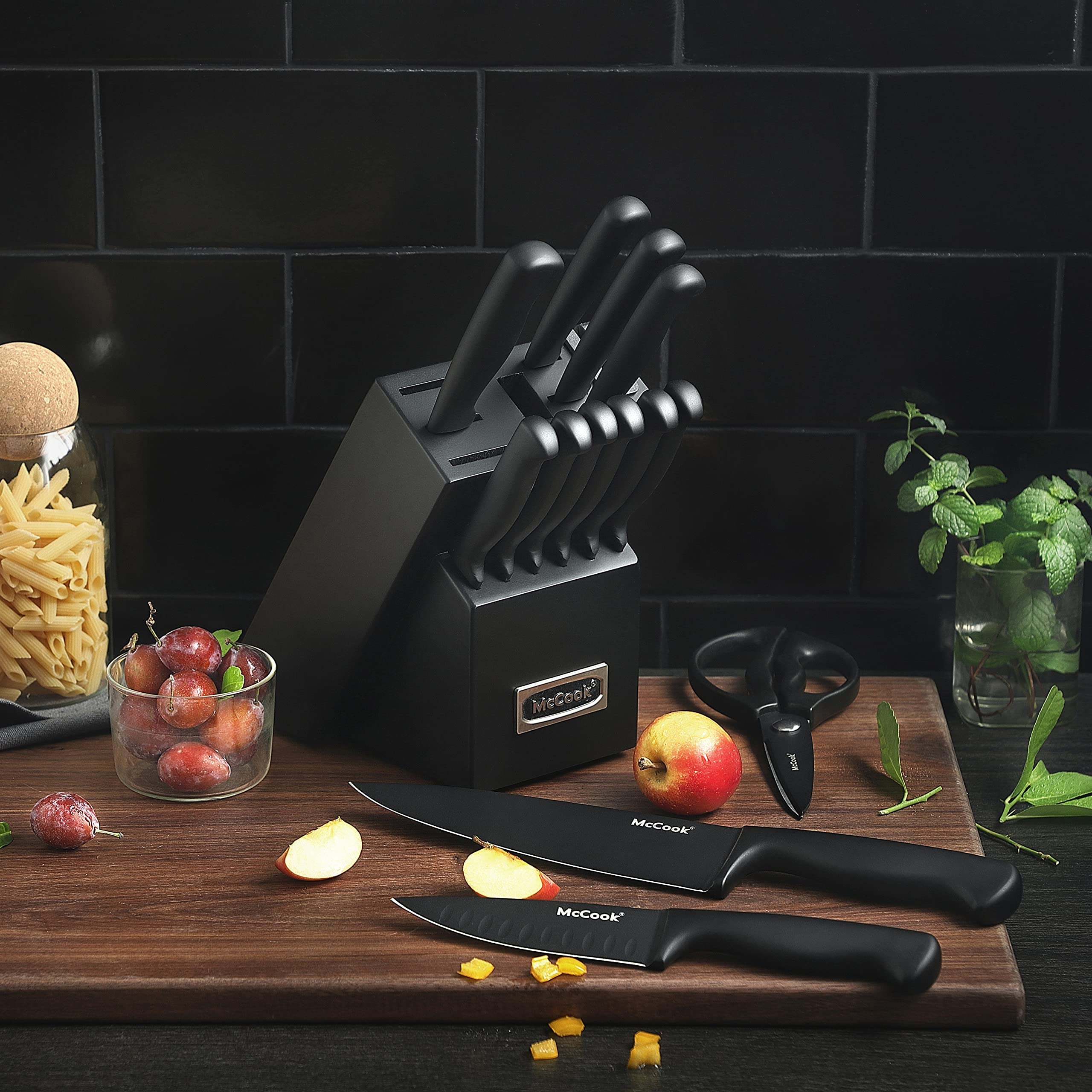 Tijeras de cocina McCook dobles negro permiten cortes rápidos y recortes de hierbas