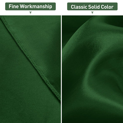 Mantel satín verde oscuro MCEAST con pliegues finos para cenas elegantes.