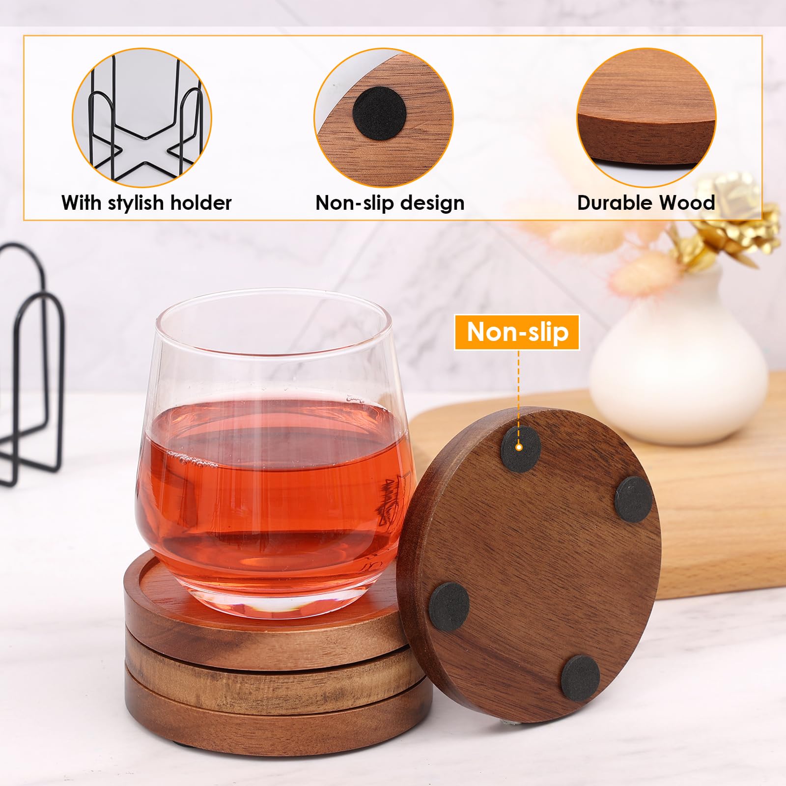 McKanti posavasos de madera con acabado rústico