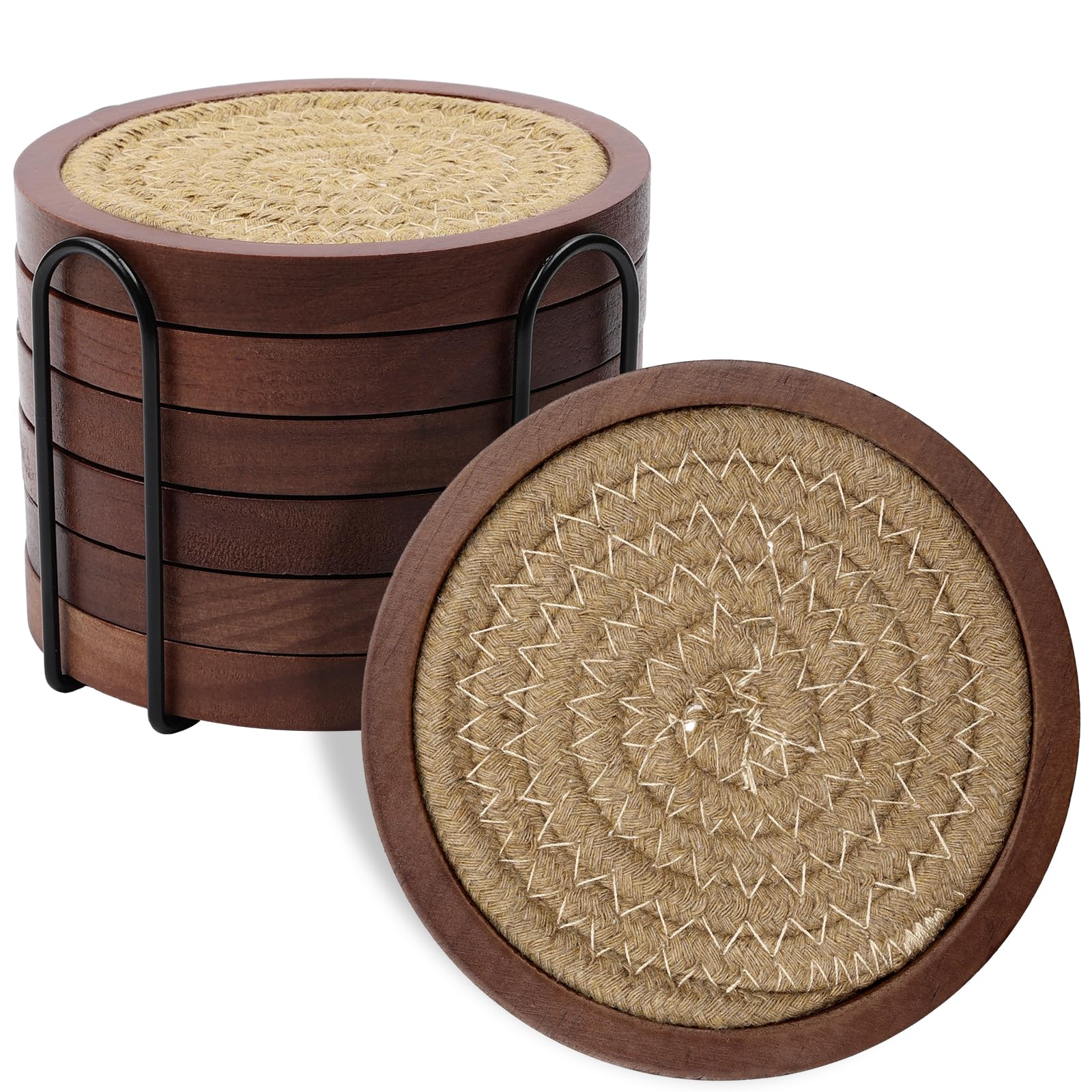 Mckanti posavasos de madera, juego de 6, protege la mesa con estilo.