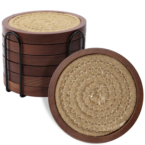 Mckanti posavasos de madera, juego de 6, protege la mesa con estilo.