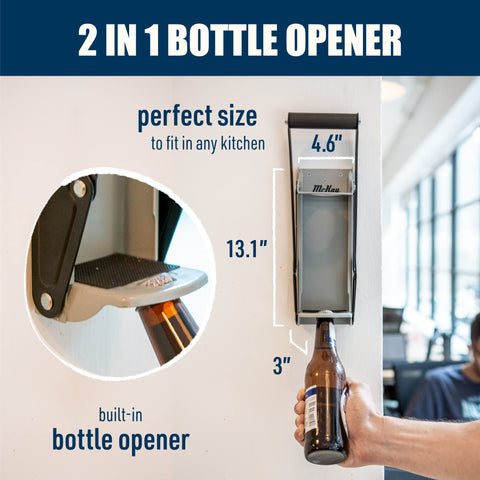 McKay prensa-latas-con-abre-botellas: abre botellas integrada para conveniencia diaria.