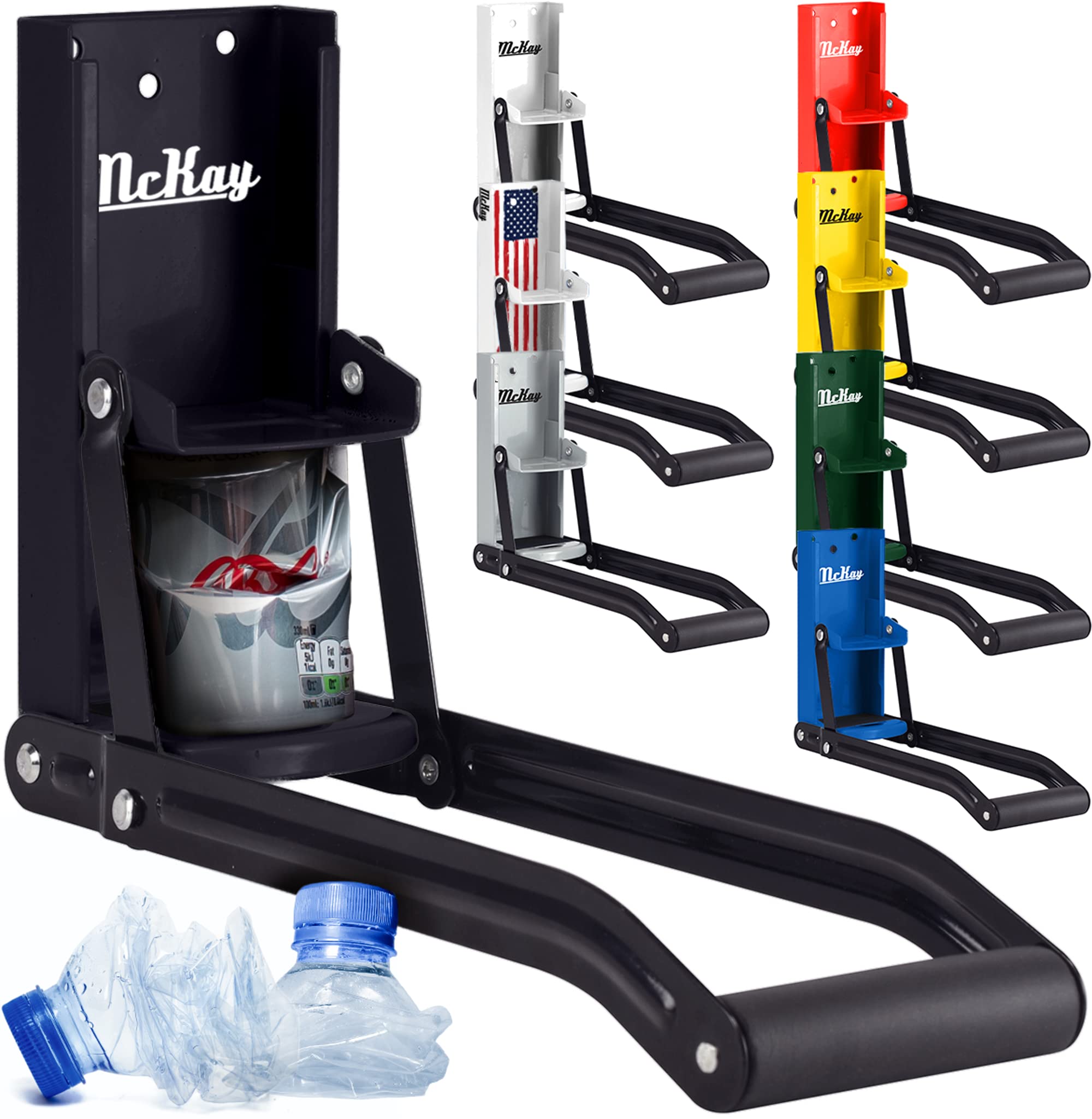 McKay prensalatas montado en pared para reciclar latas de 16 oz de forma rápida.