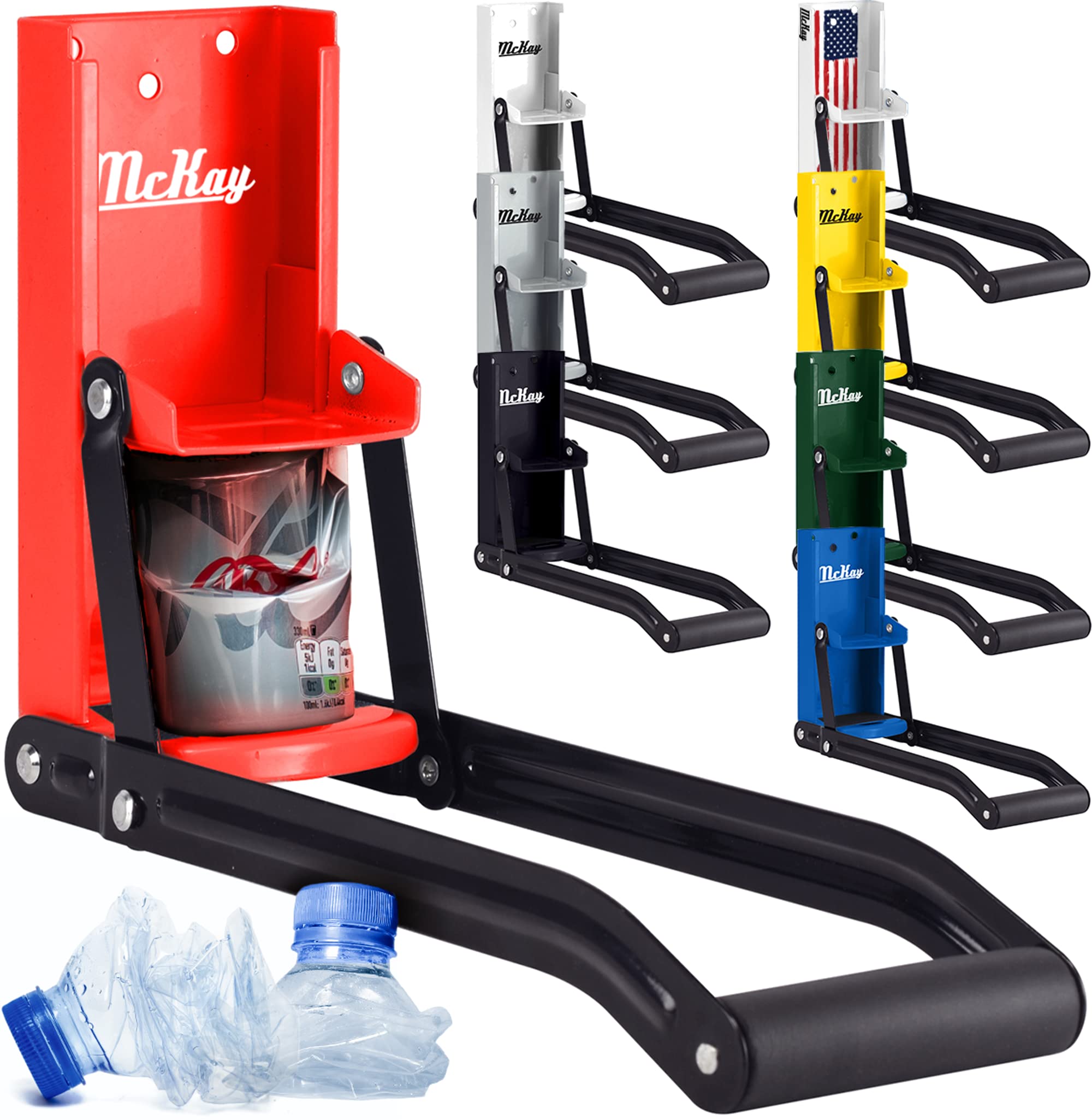 McKay triturador de latas 16oz montado en pared para reciclaje eficiente.