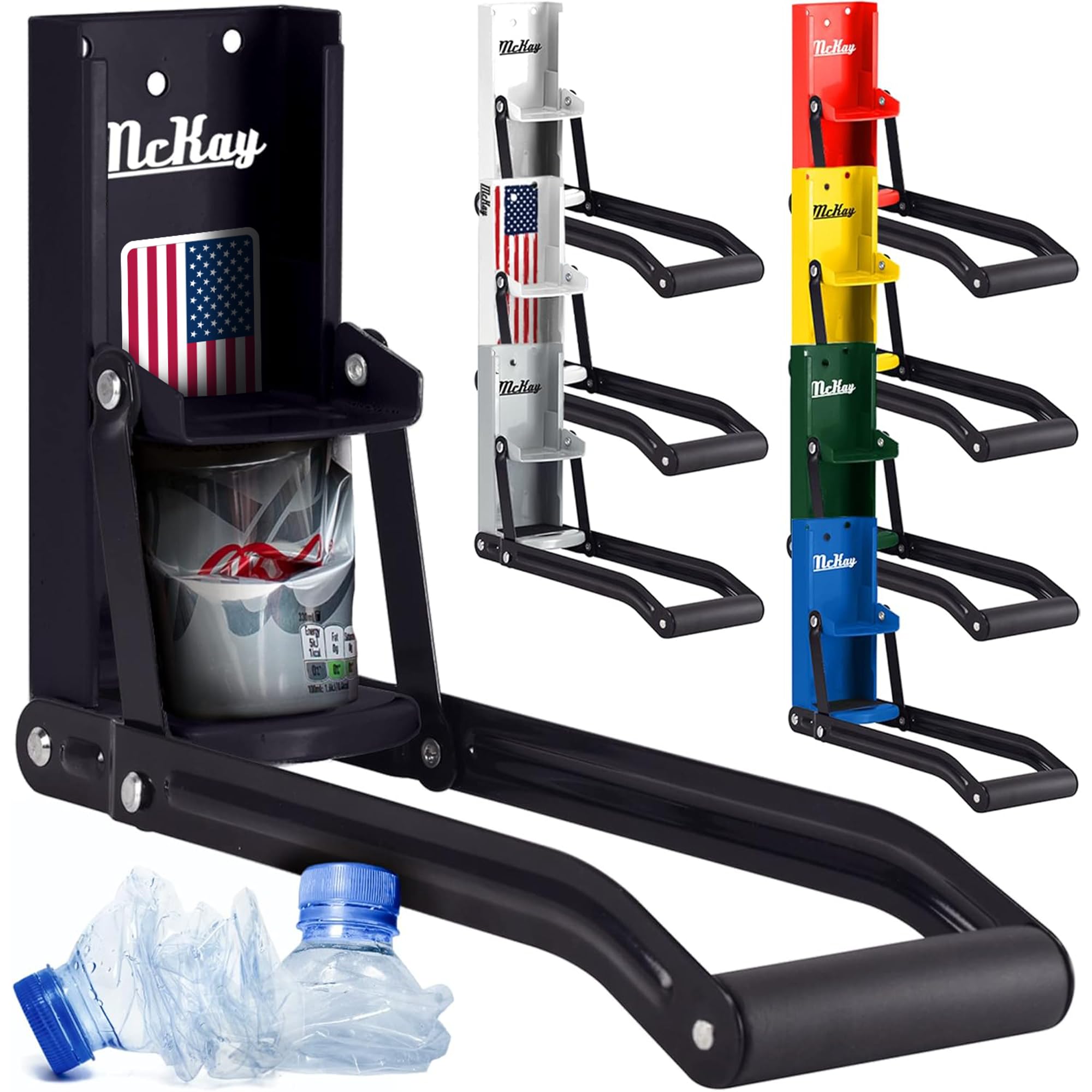 McKay trituradora de latas con bandera de EE. UU., lista para reciclar 16oz y 12oz