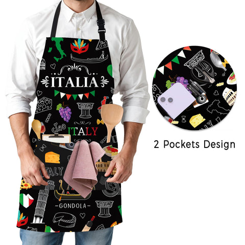 Delantal MCPESAS italiano con bolsillos y detalles de diseño italiano