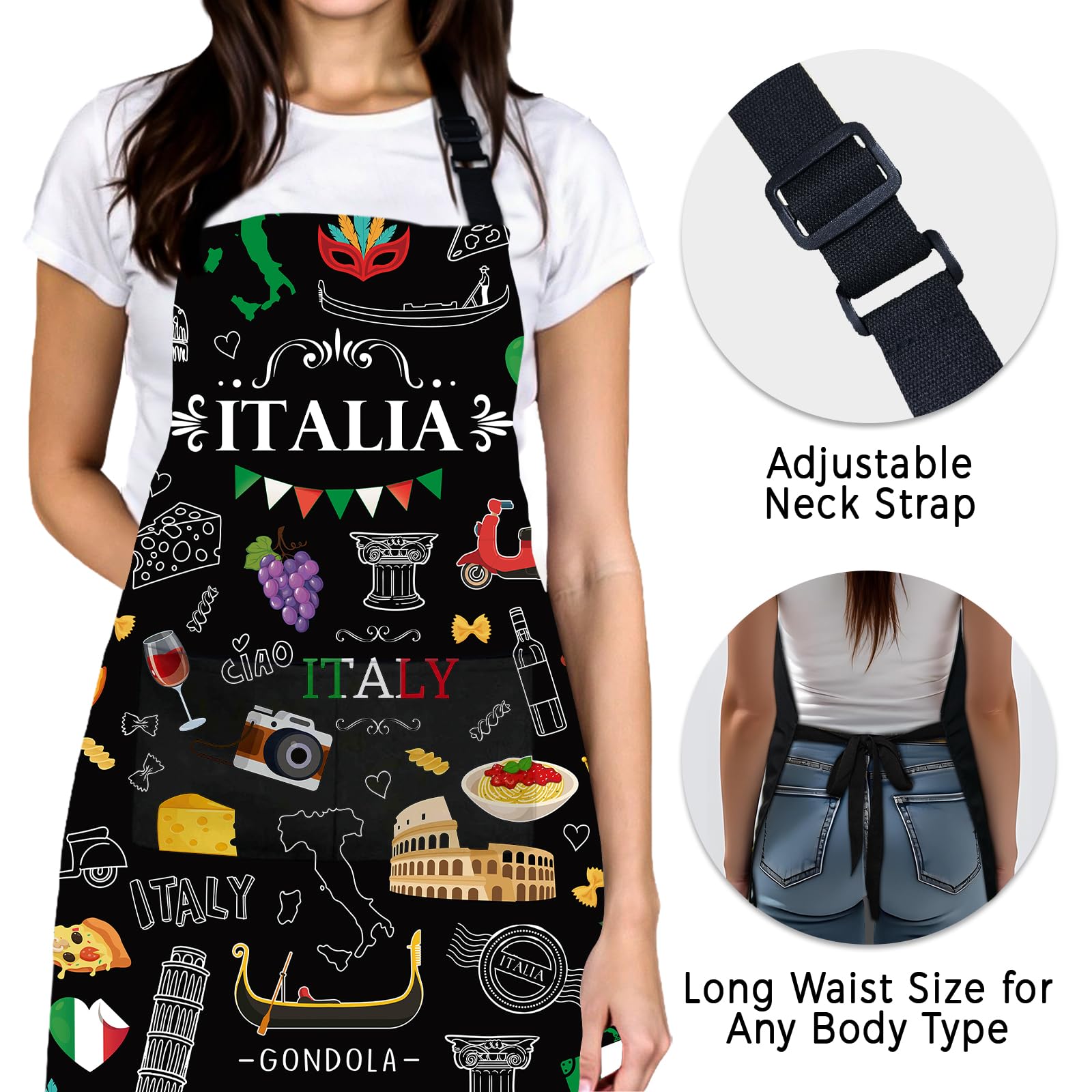 Delantal MCPESAS resistente, diseño italiano protegiendo la ropa durante horneado