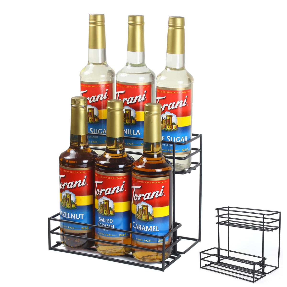 MCSAPIL estante para jarabes de café con capacidad para 6 botellas, organización elegante.