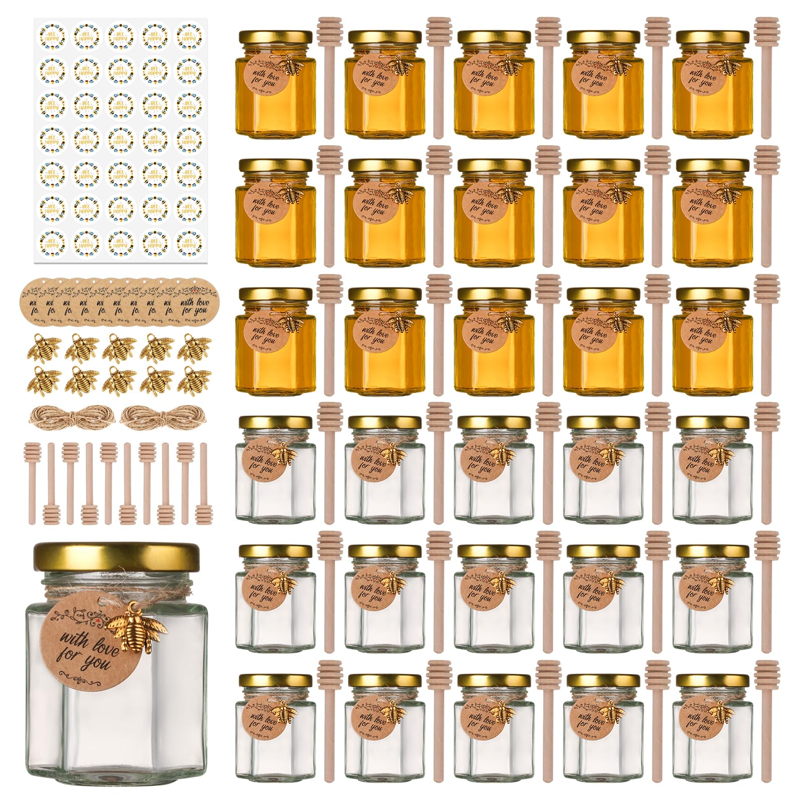 Mcupper frascos de miel mini hexagonales 90 ml en estuche elegante