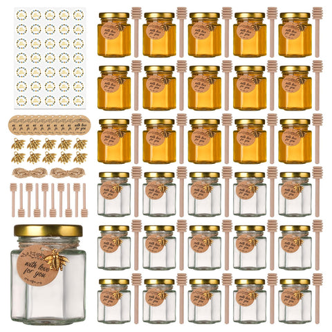 Mcupper frascos de miel mini hexagonales 90 ml en estuche elegante