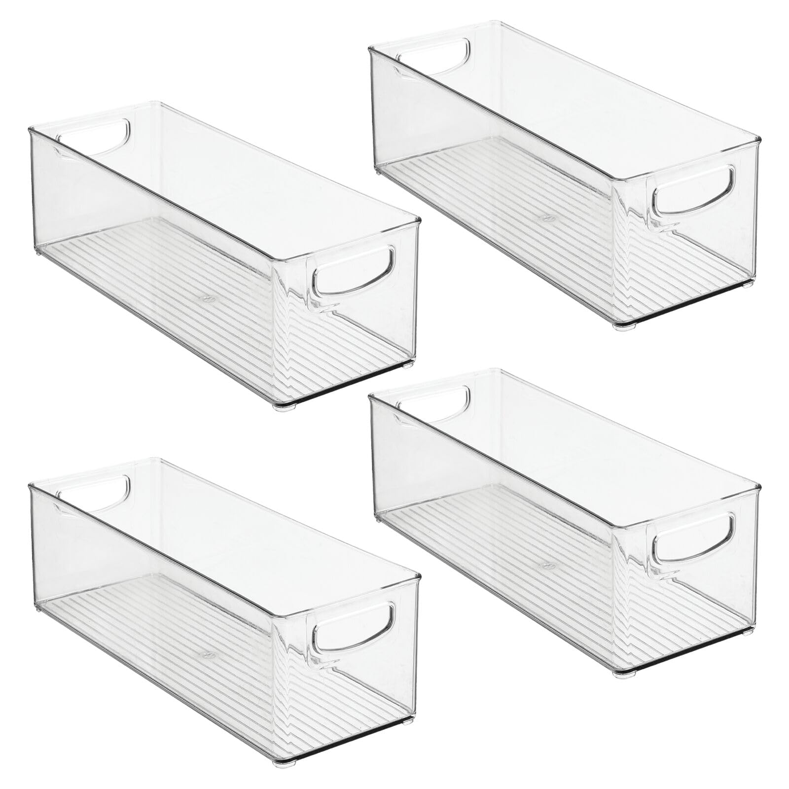 Bandeja organizadora mDesign para despensa transparente, clasificación y acceso sencillo.