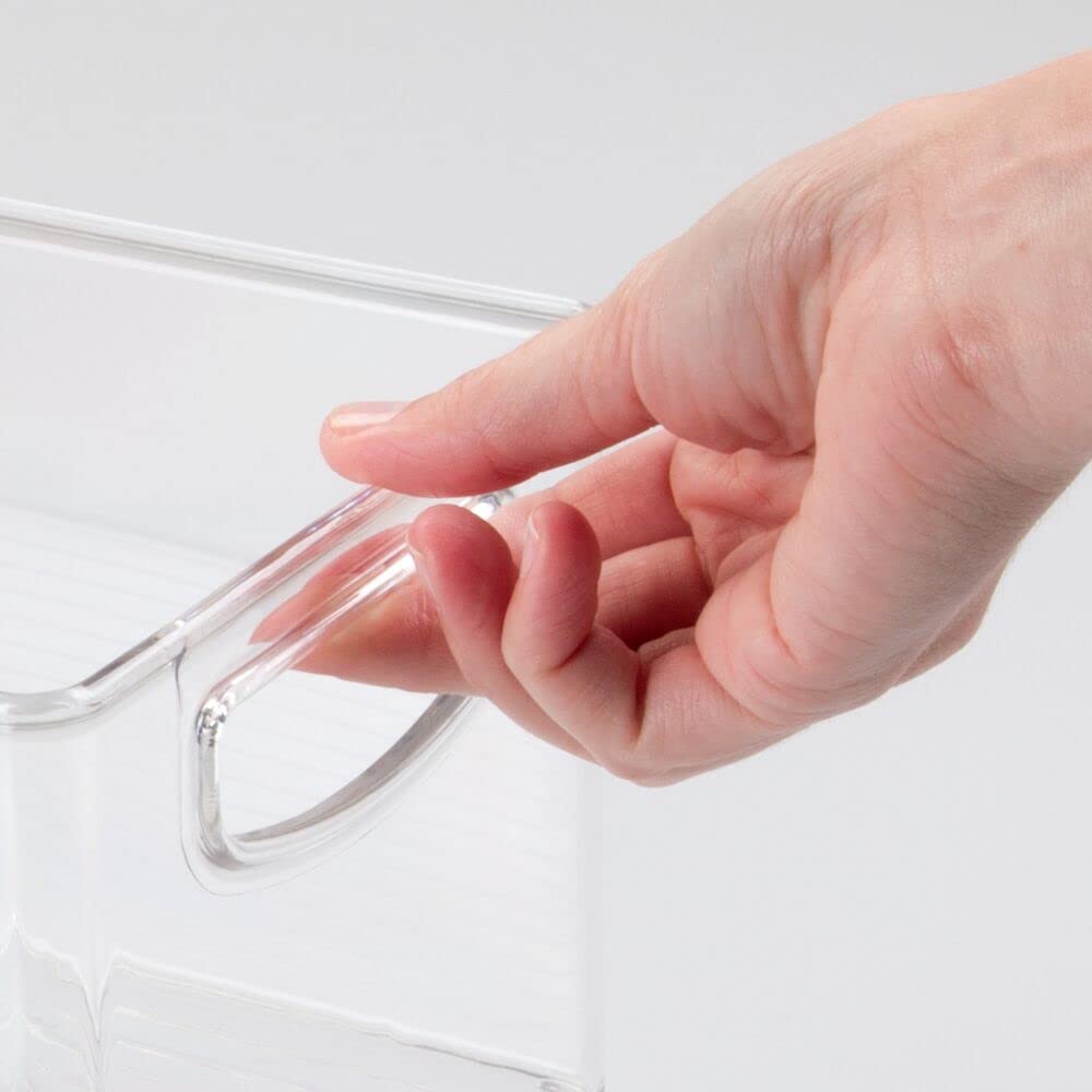 mdesign contenedor plástico transparente para estante facilita acceso